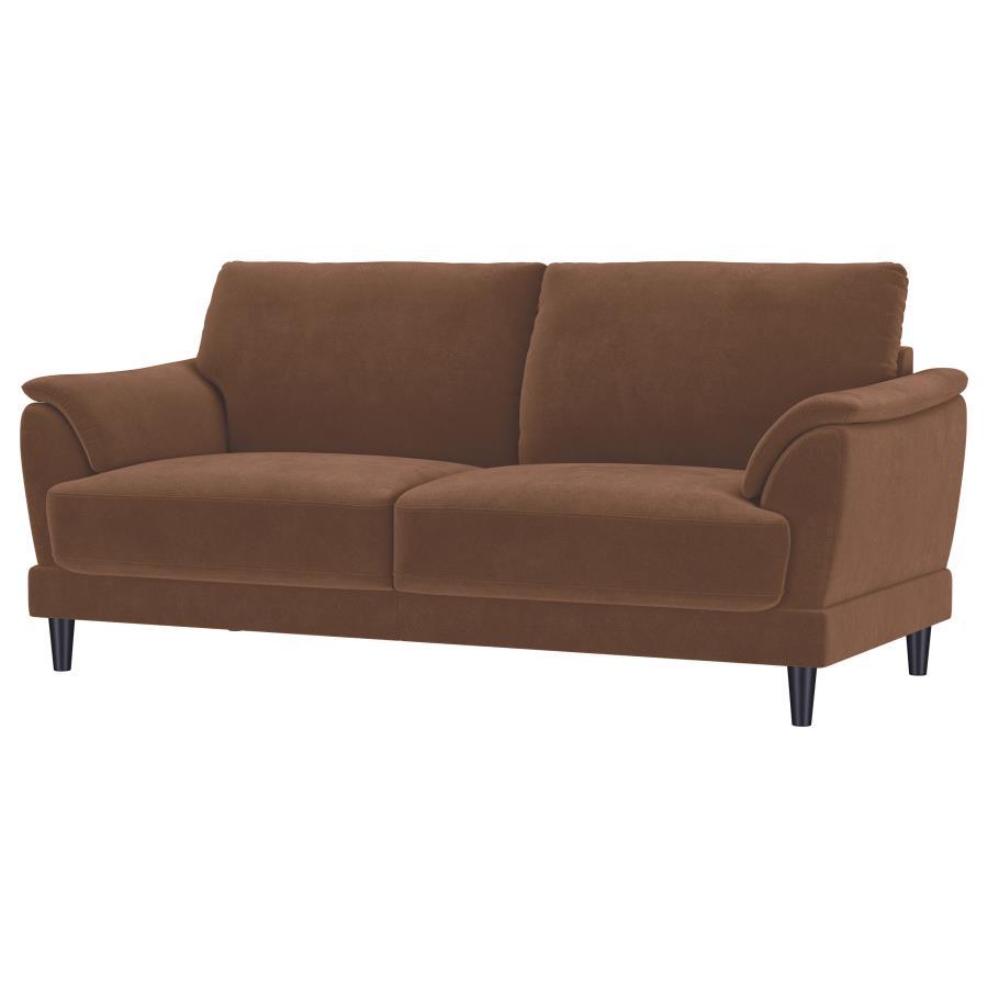 Selma - Velvet Upholstered Crescent Arm Sofa - Rust Coaster Fine Furniture