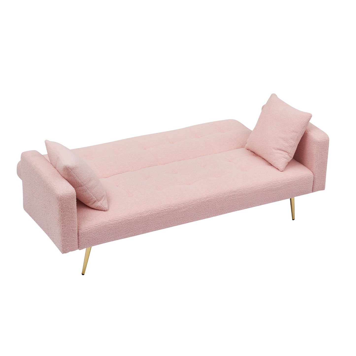 Teddy Fleece Sofa Bed With Luxurious Throw Pillows Home Essentials