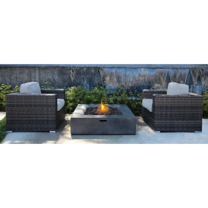 Rattan Wicker Patio Set With Cushions And Concrete Fire Pit LSI Patio Furniture