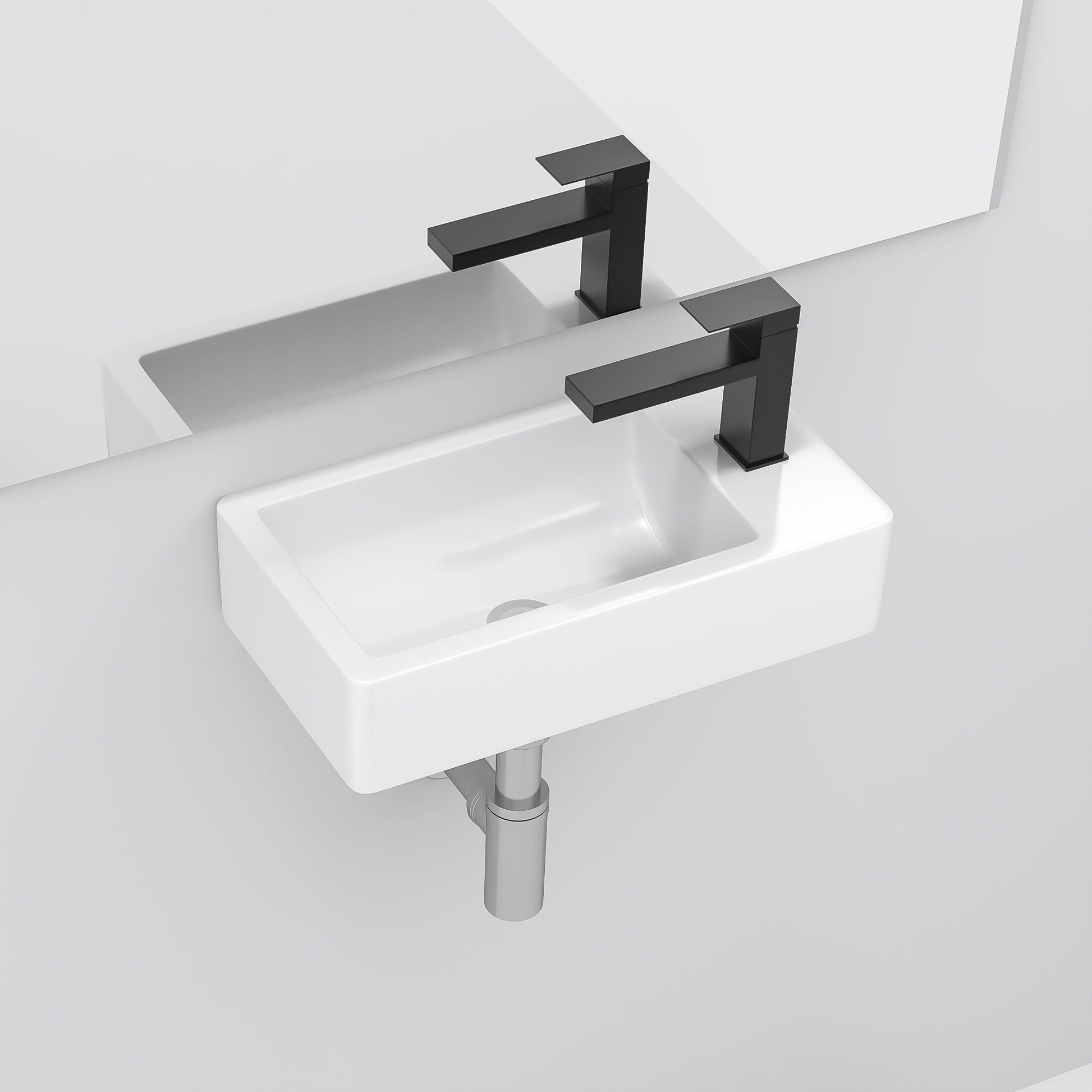 Modern Ceramic Rectangle Wall Mount Bathroom Sink With Single Faucet Hole Daily Nest