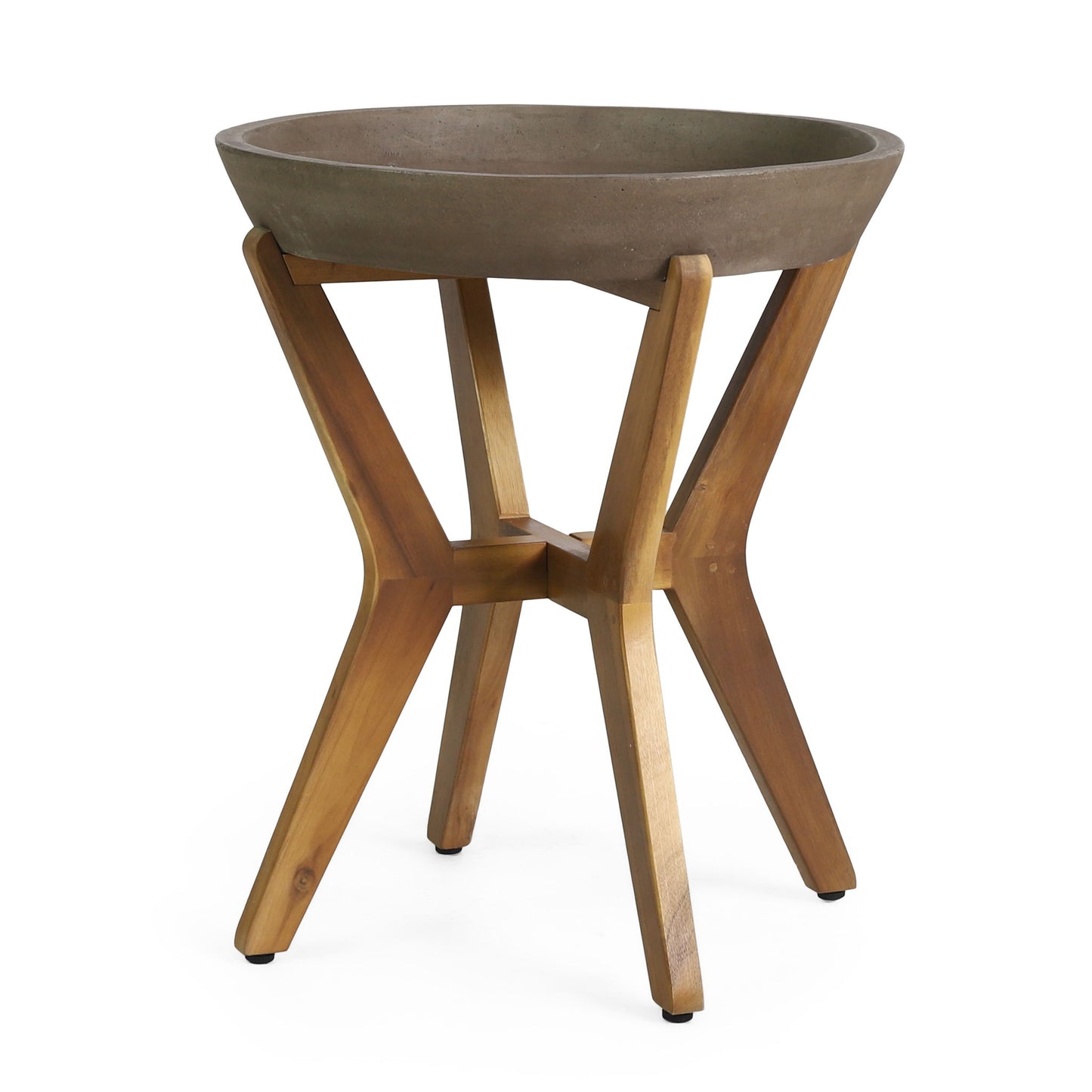 Yukon - Contemporary Side Table With Lightweight Concrete Top And Acacia Wood Frame - Gray Noble House
