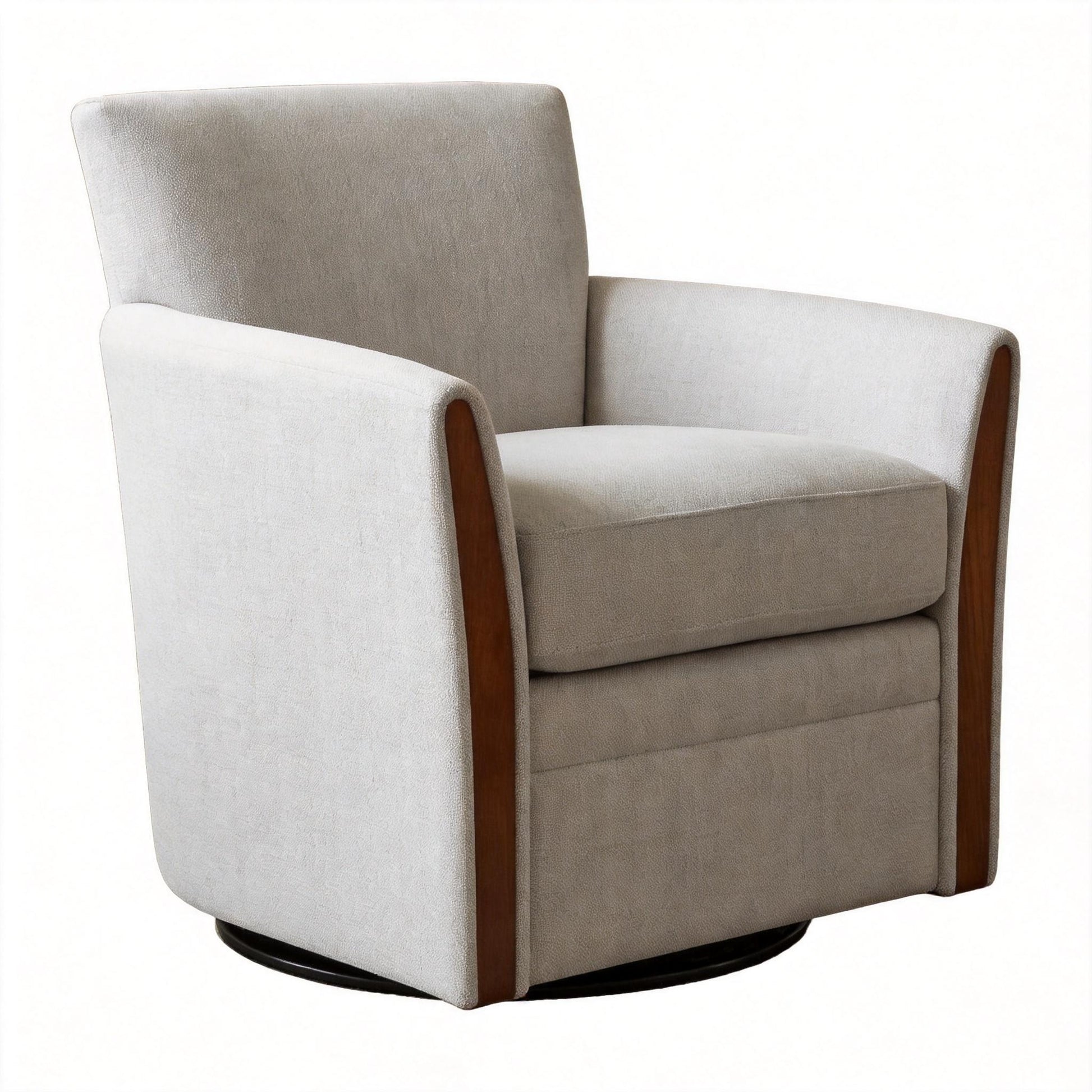 Swivel Accent 360° Rotating Armchair With Turntable Base For Living Room - Cream Beige Home Essentials
