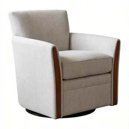Swivel Accent 360° Rotating Armchair With Turntable Base For Living Room - Cream Beige Home Essentials