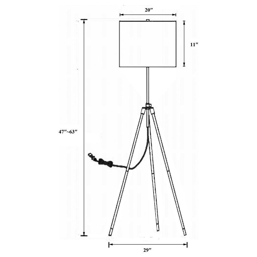 Zabka - Drum Shade Metal Tripod Floor Lamp - Black CoasterEveryday