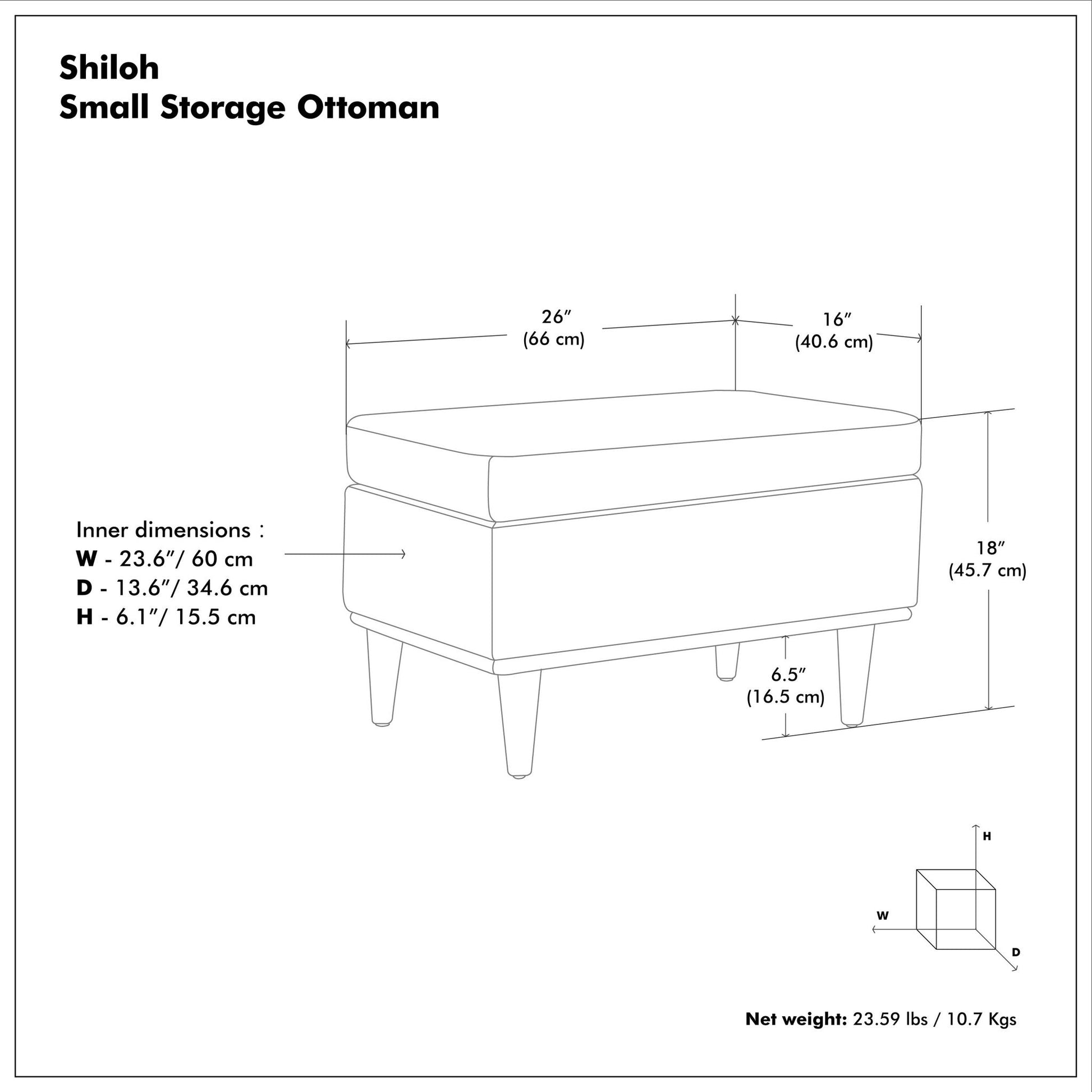 Shiloh - Small Storage Ottoman Simpli-Home