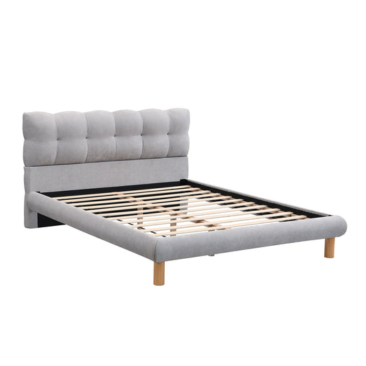 Upholstered Platform Bed Frame With Cookie Shaped Headboard Noble House