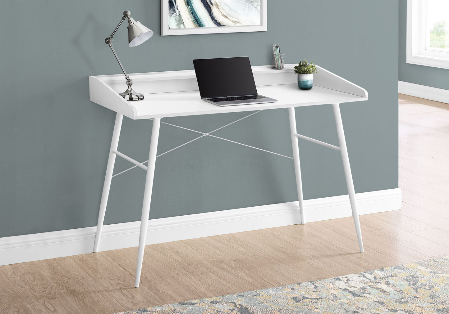 Computer Desk For Home Office, Laptop Storage Shelves, Contemporary & Modern 8th Street