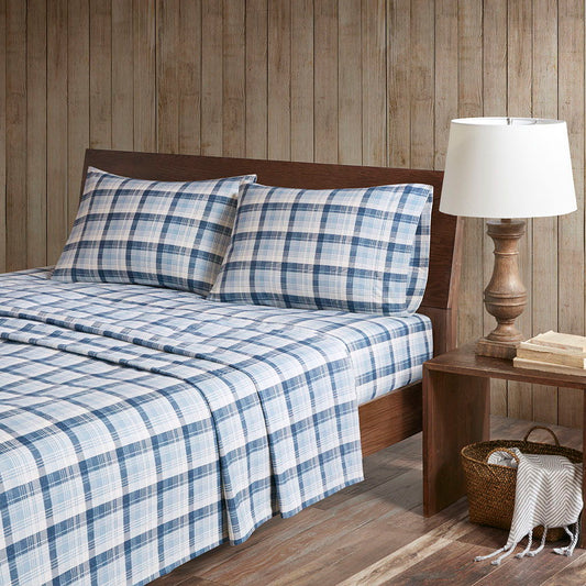 California King Sheet Set - Blue Plaid