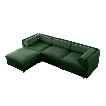 Contemporary Elegant White Chenille Sofa With Storage And Ottoman Home Essentials