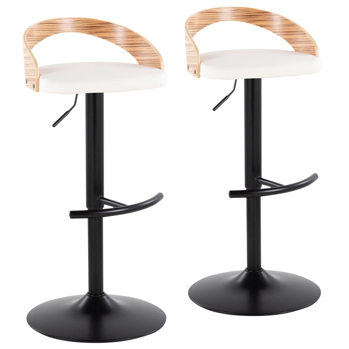 Grotto - Contemporary Adjustable Barstool With Swivel With Rounded T Footrest Elegant Design (Set of 2) Lumi Source