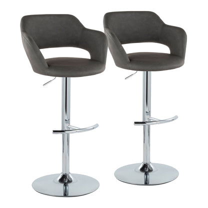 Margarite - Contemporary Ajustable Barstool With Swivel With Rounded T Footrest (Set of 2) Lumi Source