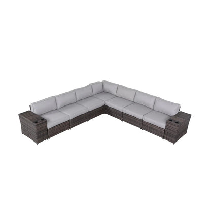 Modern Rattan Wicker Seating Group With Cushions LSI Patio Furniture