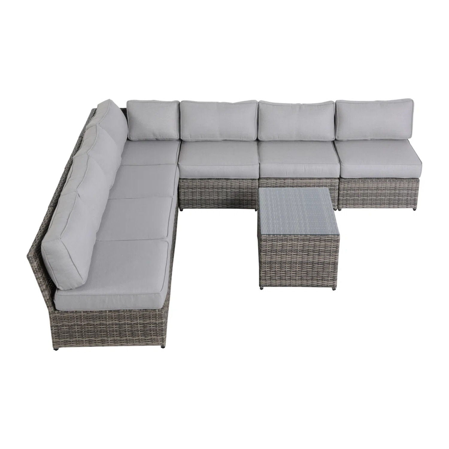 Comfortable Modern Patio Rattan Sectional Set With Cushions LSI Patio Furniture