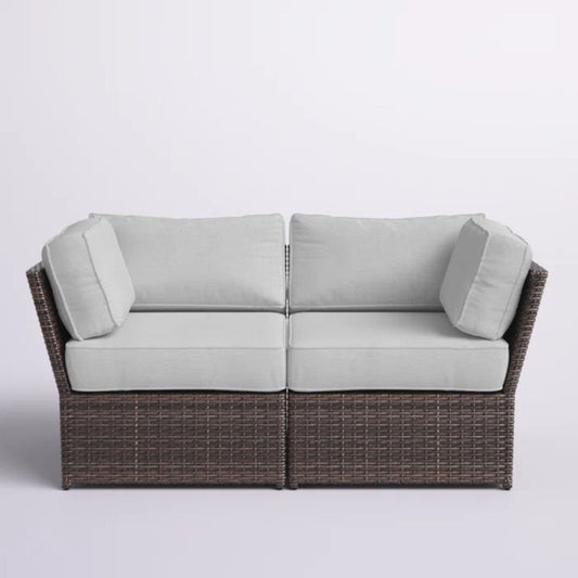 Outdoor Wicker Loveseat With Cushions Patio Seating Wicker - Brown LSI Patio Furniture