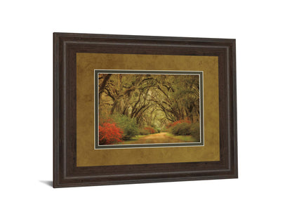 Road Lined With Oaks & Flowers By William Guion And Mossy Oak Native Living - Framed Print Wall Art - Green