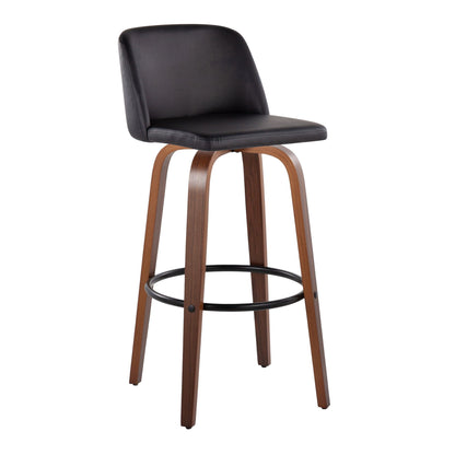 Toriano - Mid Century Modern Fixed Height Barstool Swivel And Round Footrest (Set of 2) Lumi Source