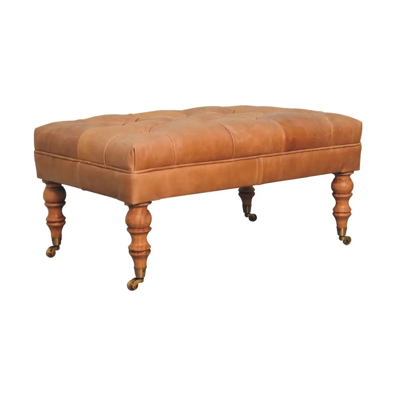 Buffalo - Leather Ottoman With Castor Legs Artisan Furniture