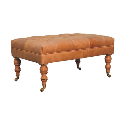 Buffalo - Leather Ottoman With Castor Legs Artisan Furniture