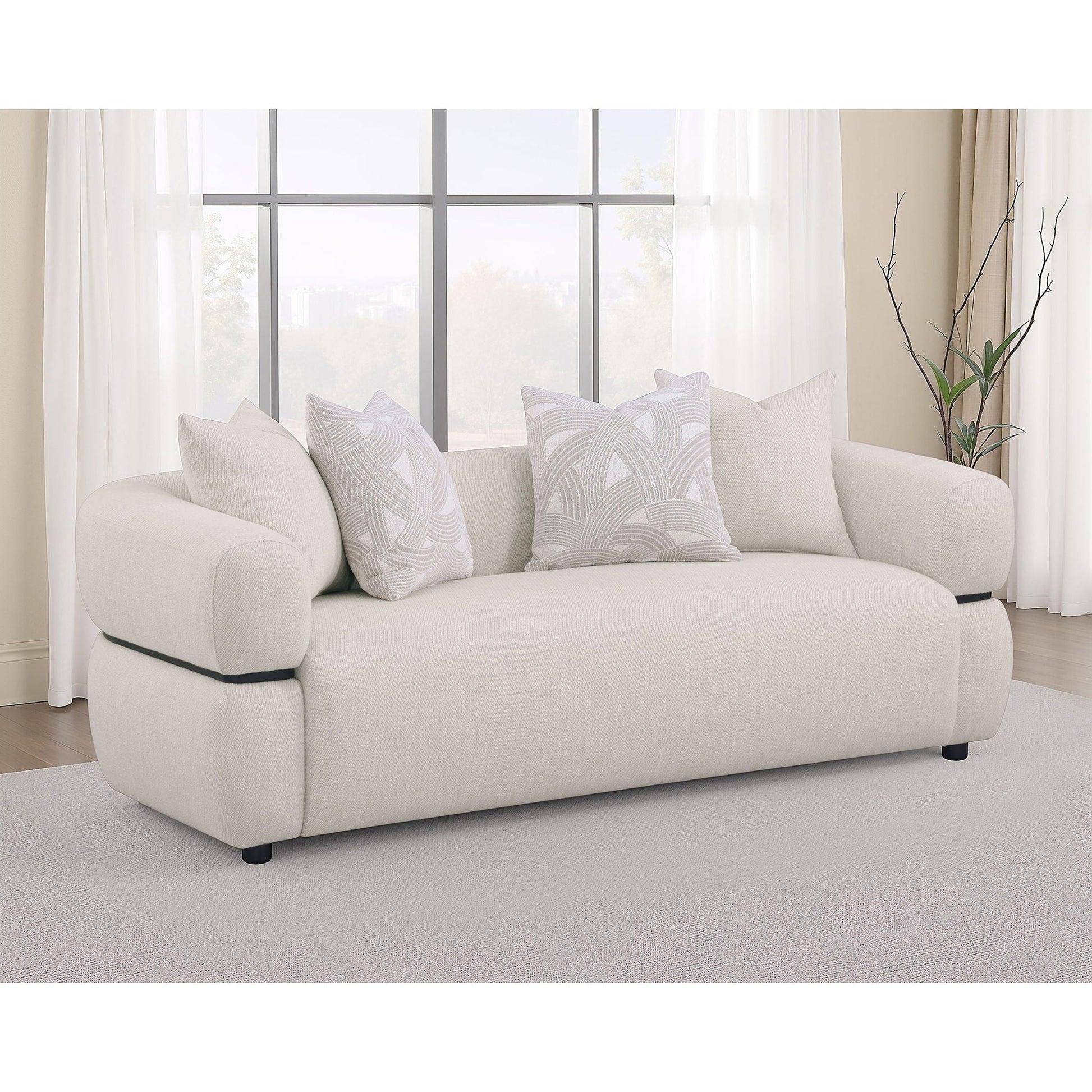 Ramsay - Round Arm Sofa - Beige Furniture Max