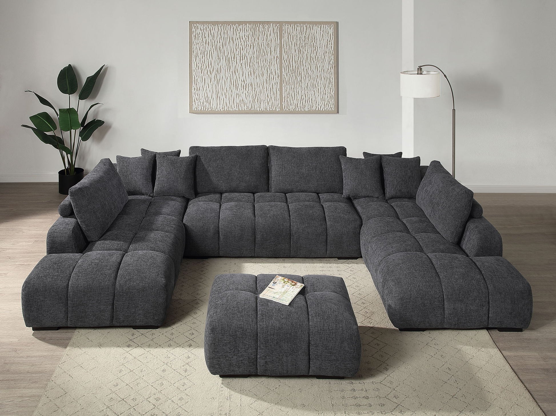 Chosen - Sectional Sofa With Toss Pillows With 2 Chaises With Ottoman - Gray Acme
