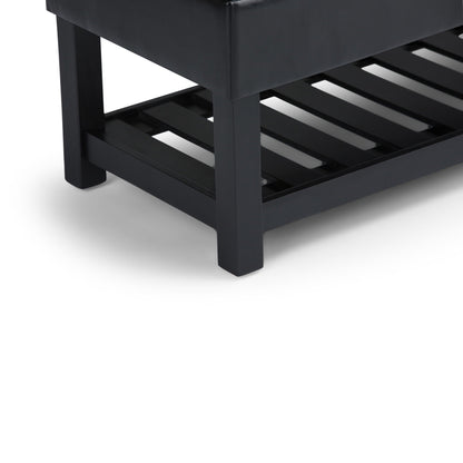 Saxon - Upholstered Transitional Storage Ottoman Bench Simpli-Home