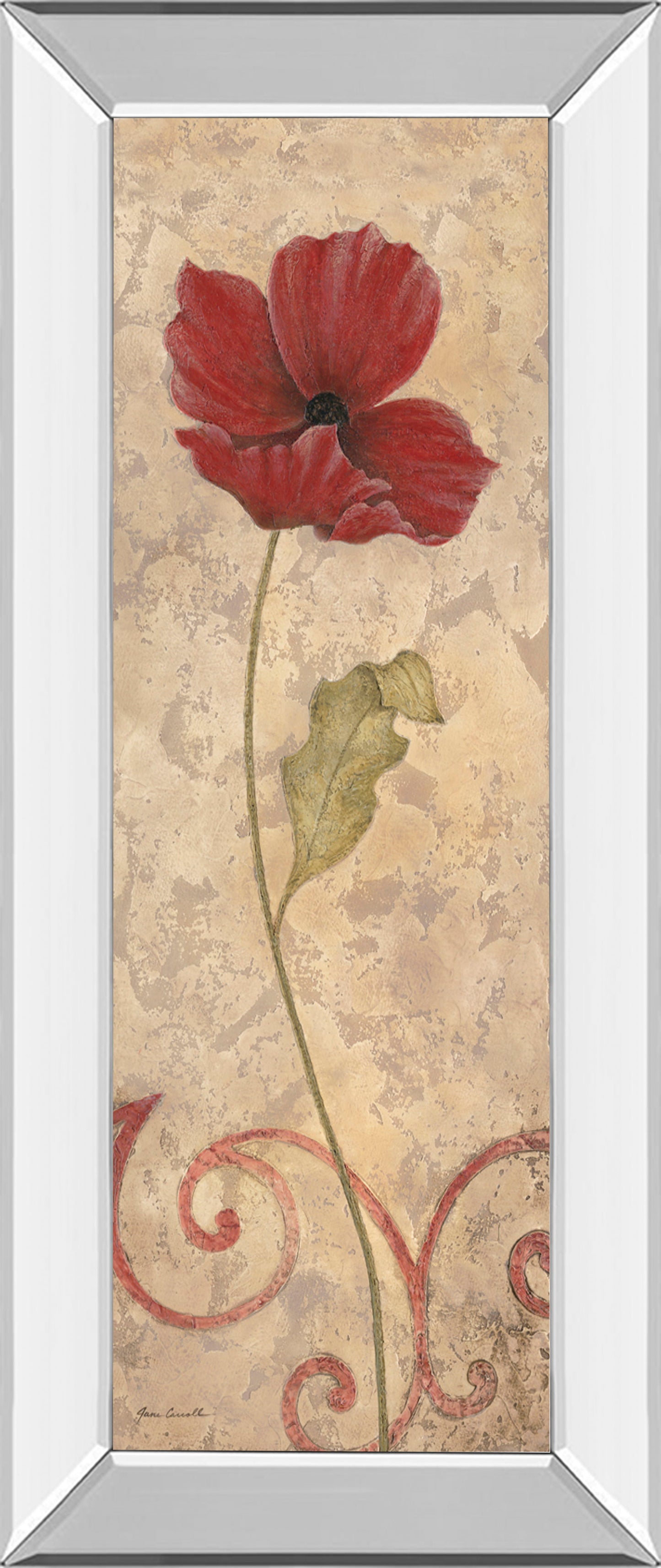 Red Flower I - Mirrored Framed Print Wall Art - Red