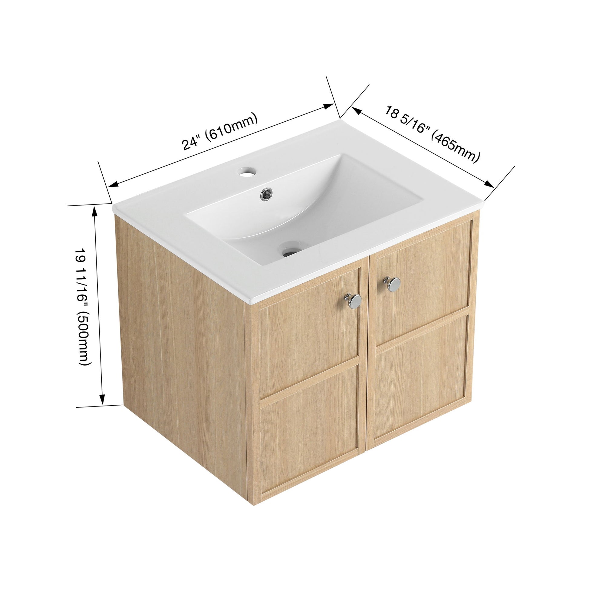 Wall Mounted Bathroom Vanity With Ceramic Sink And 2 Soft Closing Doors Home Essentials