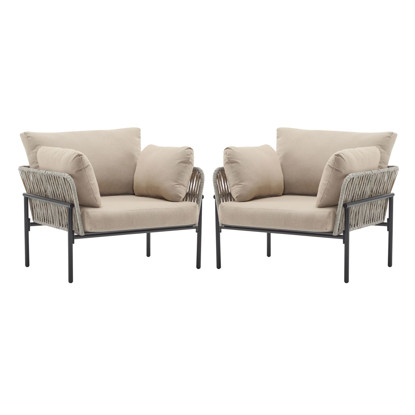 Rope Lounge Chair With Cushions For Modern Spaces Noble House