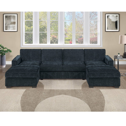 U - Sectional Sofa Upholstered LAF / RAF Chaise With Armless Loveseat And Chairs - Black Home Essentials