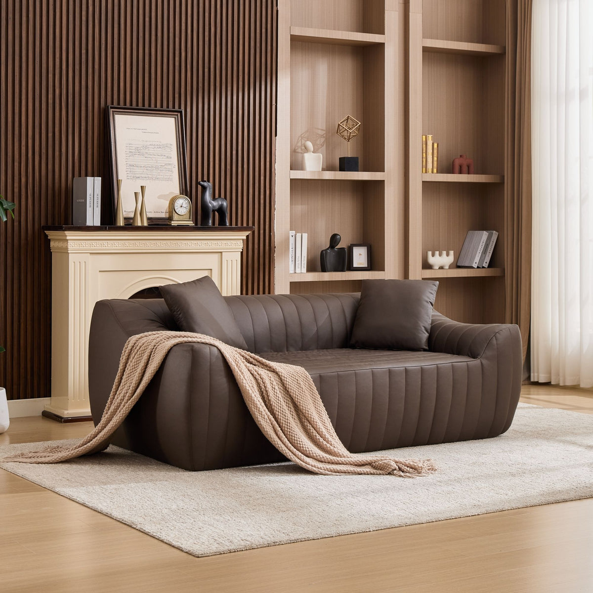 Oversized 2 Seater Loveseat With 2 Decor Throw Pillows, Deep Seat Sofa For Living Rooms Hearth and Haven