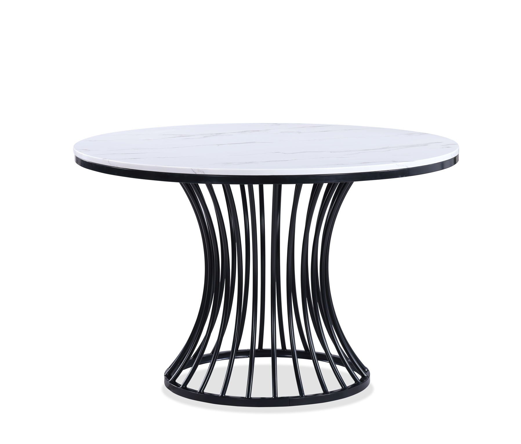 Hadley - Faux Marble Round Table - White Crown Mark
