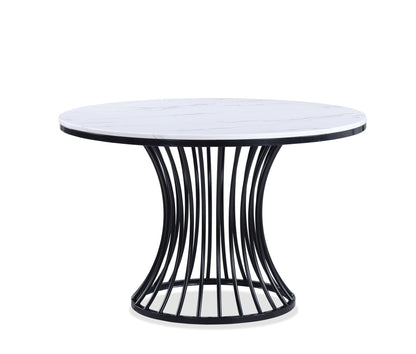 Hadley - Faux Marble Round Table - White Crown Mark