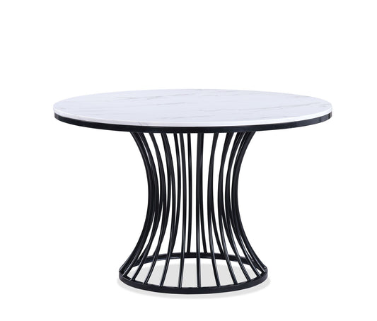 Hadley - Faux Marble Round Table - White Crown Mark