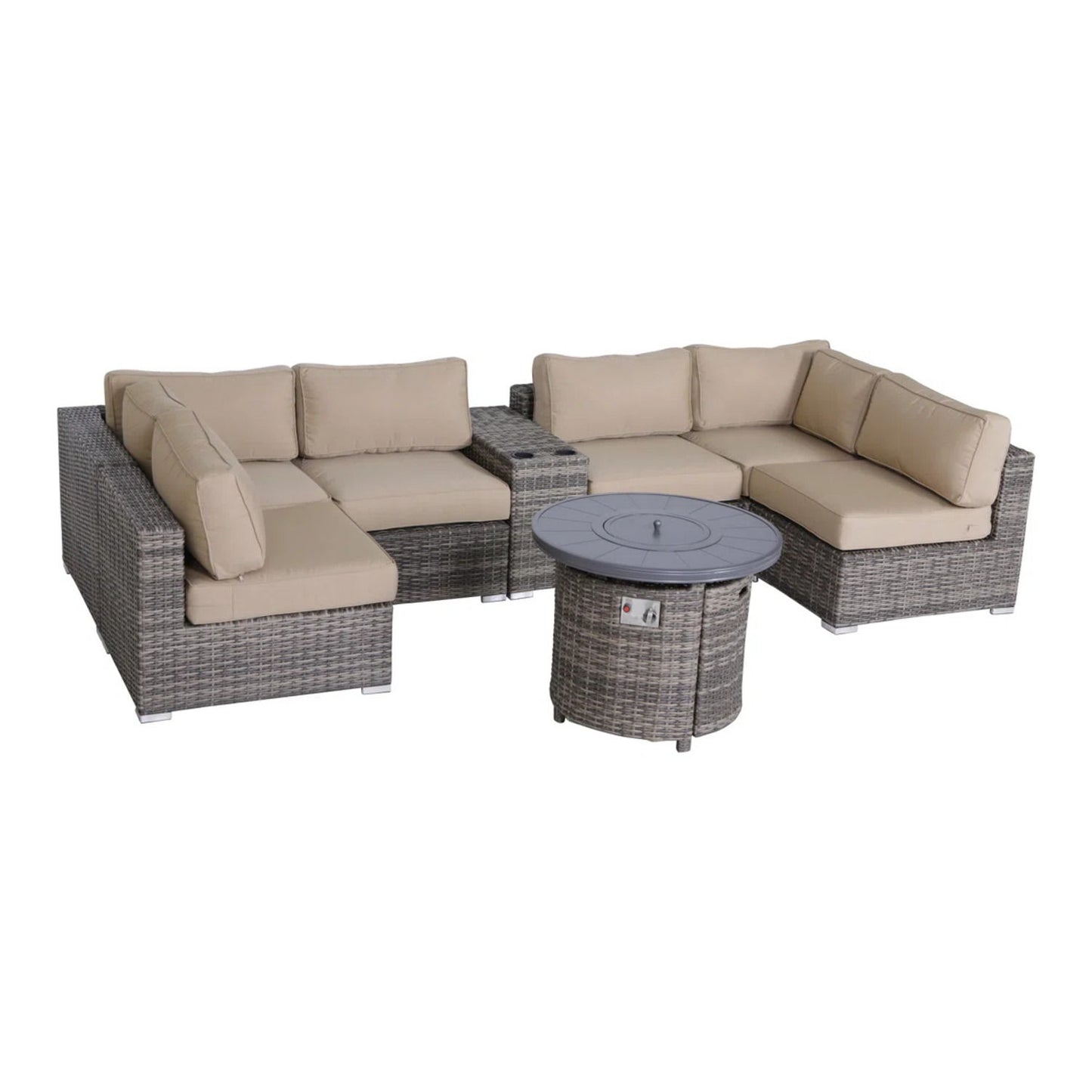 Wicker Outdoor Lounge Set With Cushions And Fire Pit LSI Patio Furniture