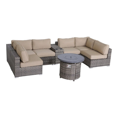 Wicker Outdoor Lounge Set With Cushions And Fire Pit LSI Patio Furniture