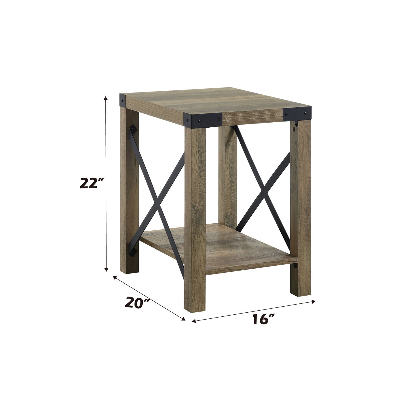 Abiram - Rustic End Table - Oak