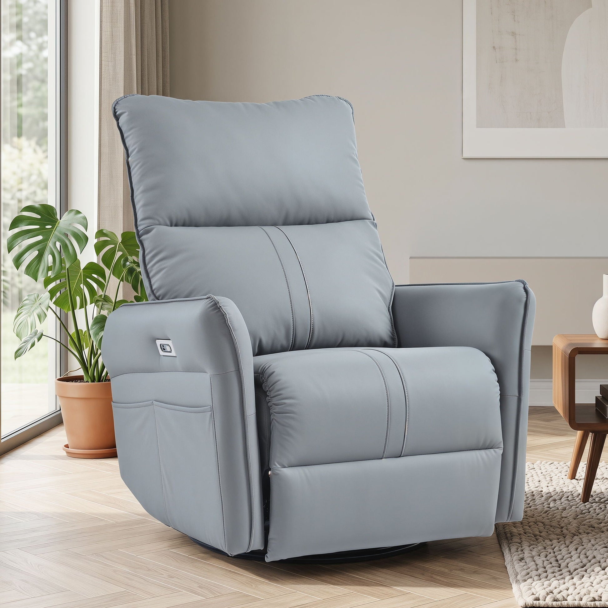 270° Power Swivel Rocker Glider Recliner Chair With USB Ports Home Essentials