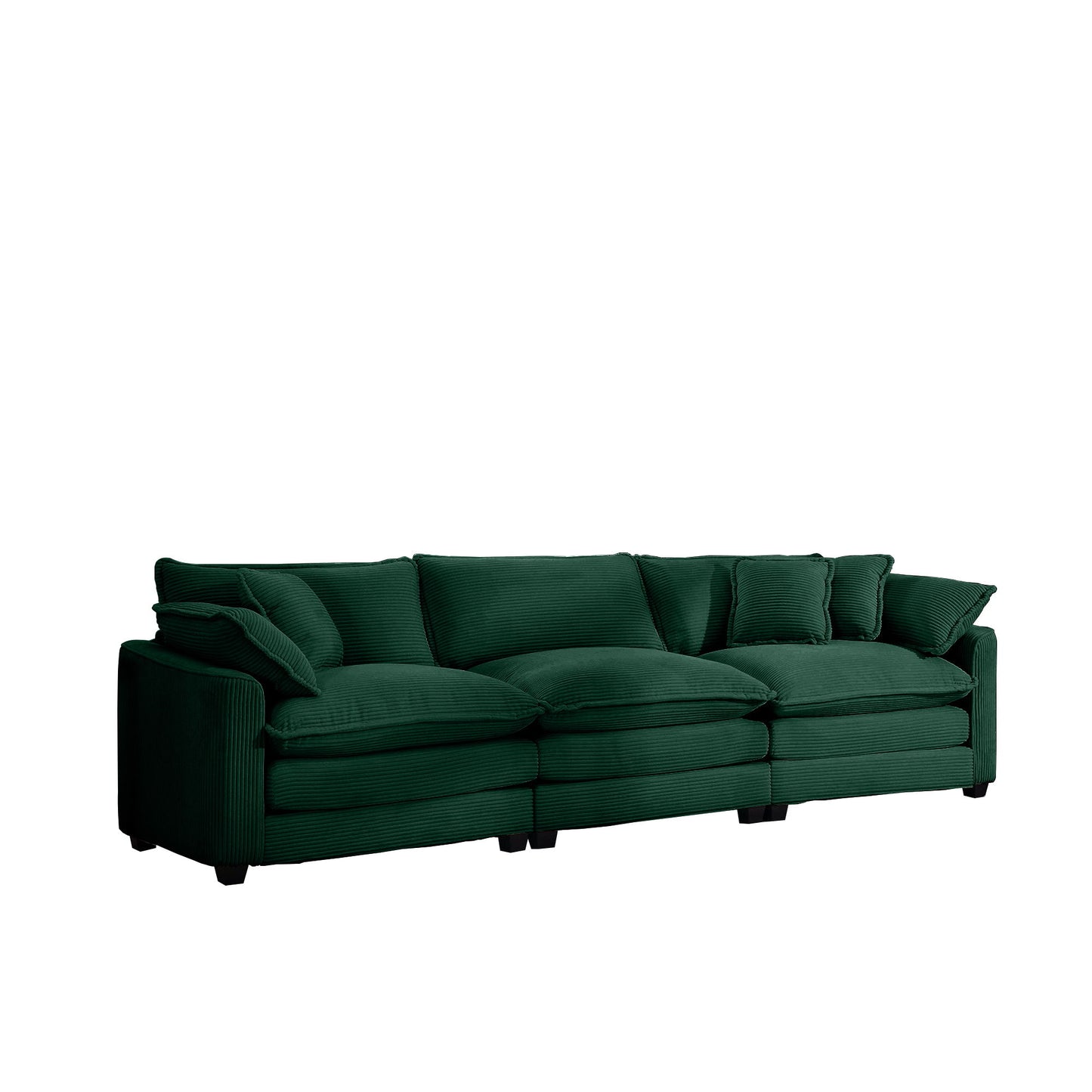 Mid-Century Modern 3 Seater Sectional Sofa With Arm And Throw Pillows Home Essentials