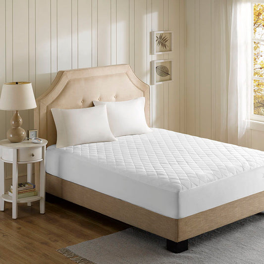Cotton Blend - Full Heated Mattress Pad - White Beautyrest