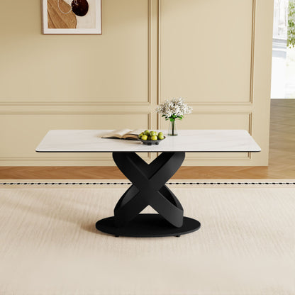 Rectangular Dining Table - Black / White Home Essentials