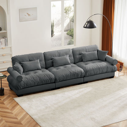 Modern Oversize Sofa With Cloud Like Comfort, Featuring Waist And Throw Pillows Home Essentials