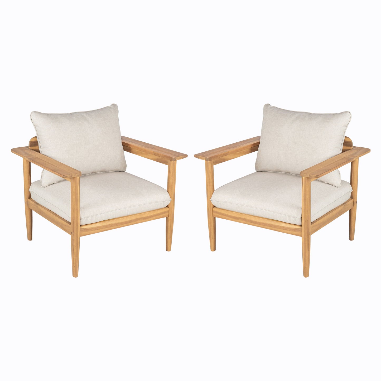 Terassi - Outdoor Lounge Chair (Set of 2) With Cushions - Beige / Light Teak Noble House