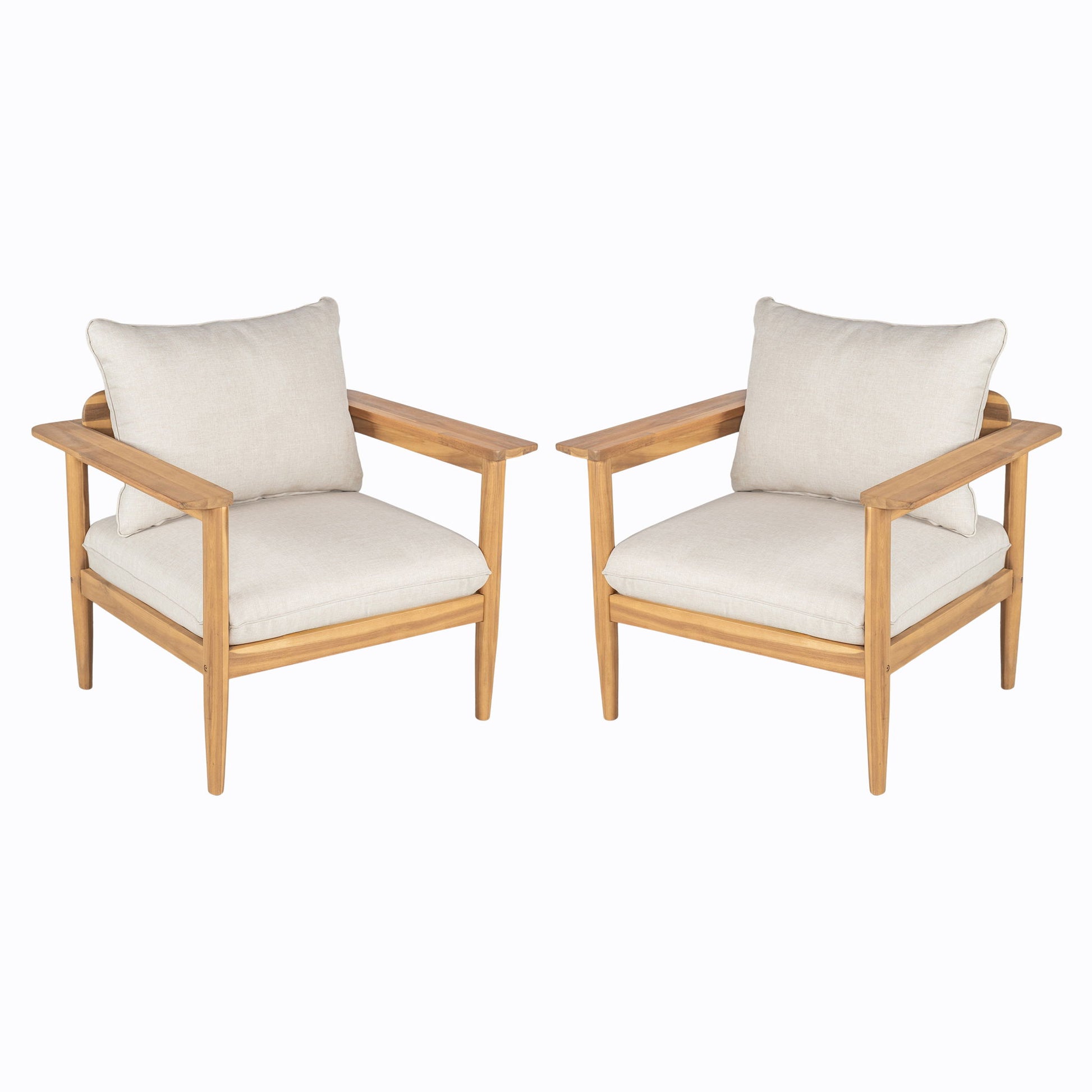 Terassi - Outdoor Lounge Chair (Set of 2) With Cushions - Beige / Light Teak Noble House