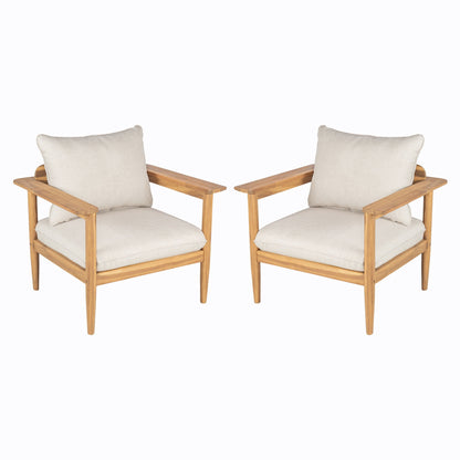 Terassi - Outdoor Lounge Chair (Set of 2) With Cushions - Beige / Light Teak Noble House