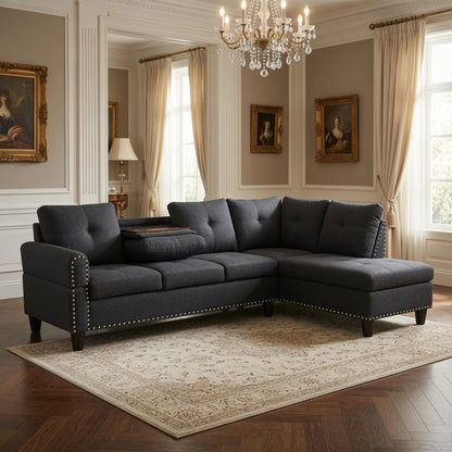 L - Shaped Sectional Sofa With Movable Left Chaise Home Essentials