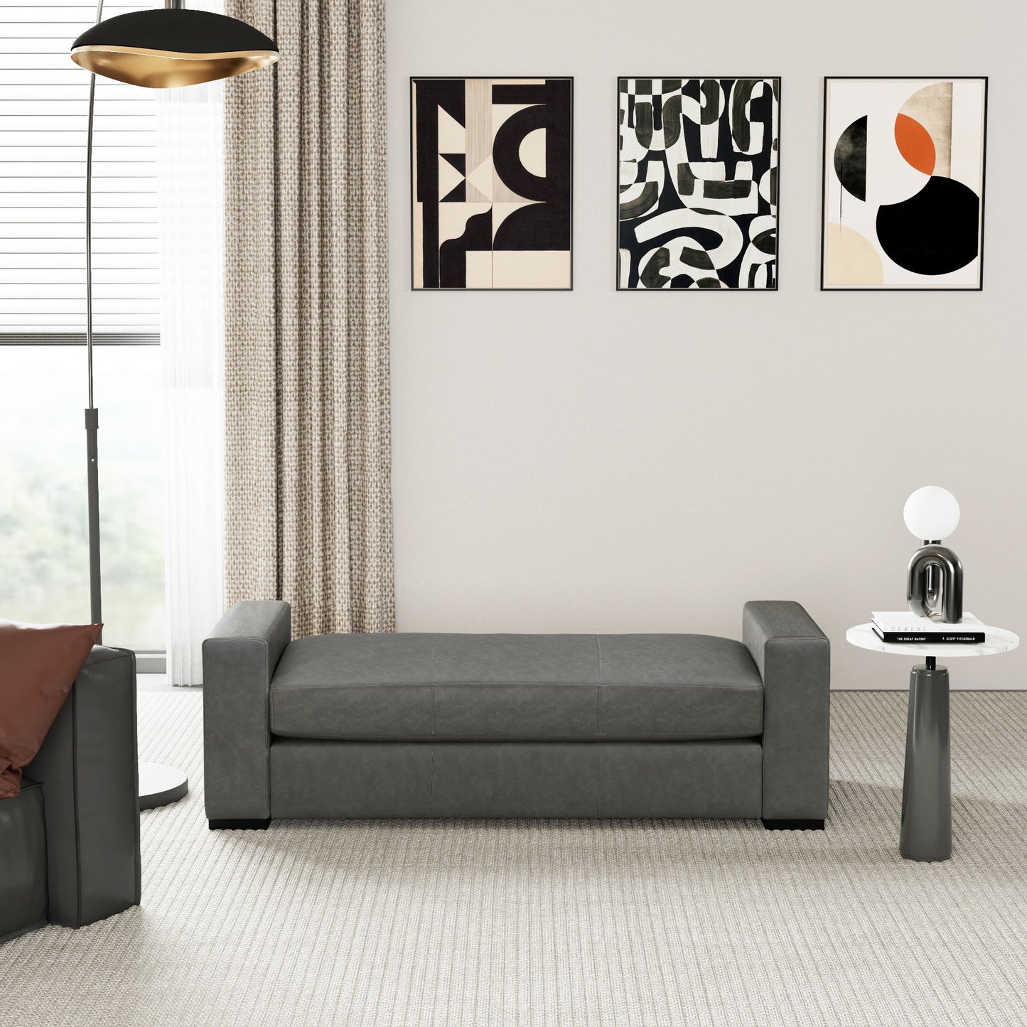 Ottoman With Unique Armrest Design For Living Spaces Noble House