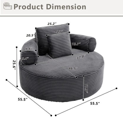 Round Sofa Bed With 3 Pillows For Living Room Home Essentials