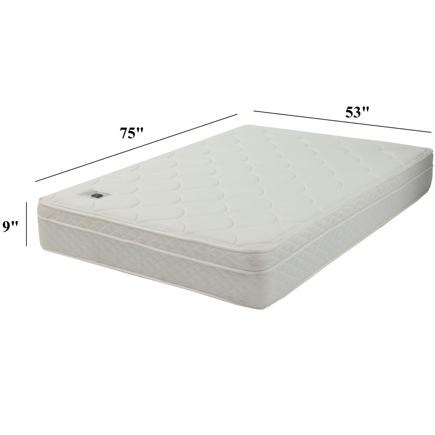 9" Size Bed Mattress With Bonnell Coil Inner Spring And 2.5" Euro Top Foam + Spring Material - White - Full Home Essentials