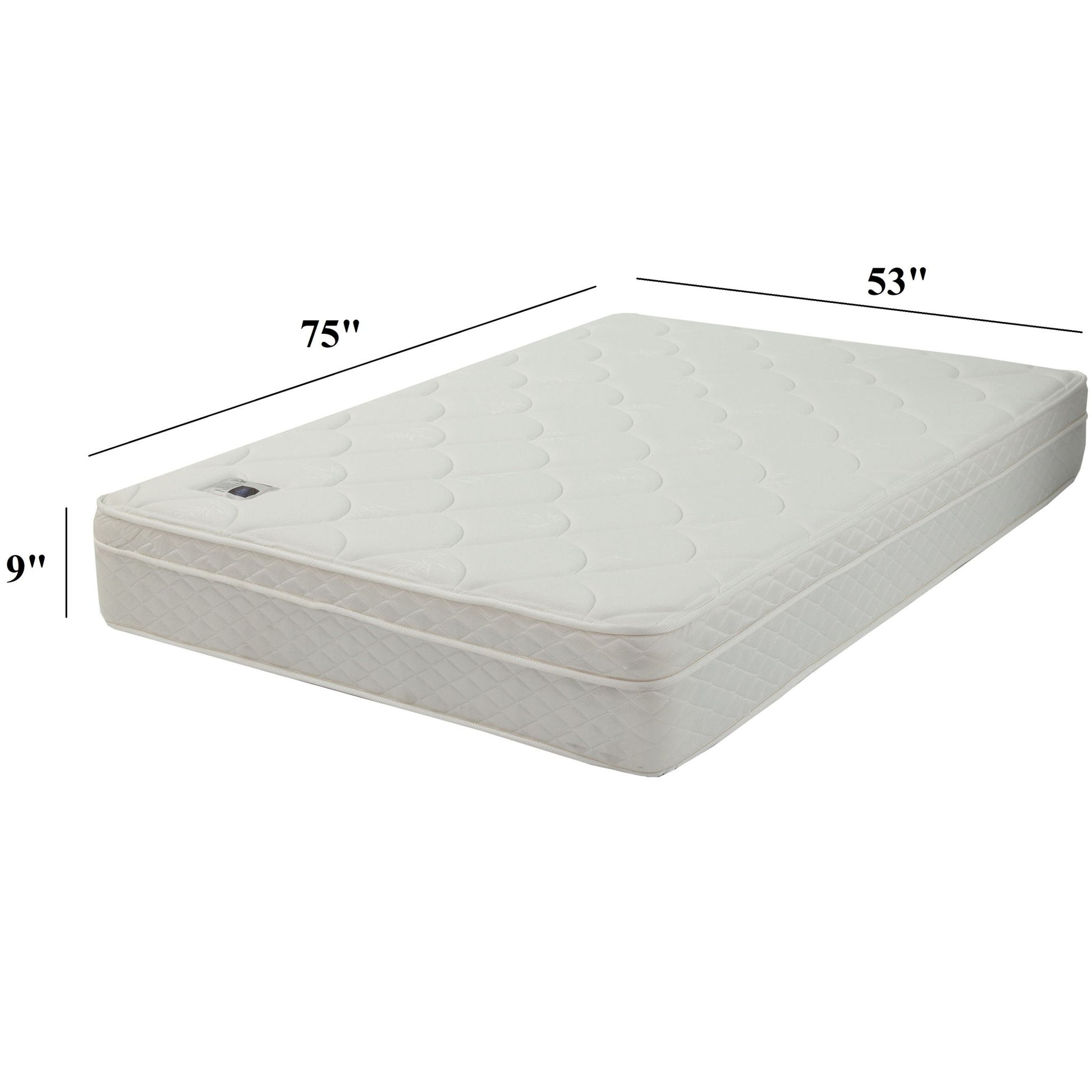 9" Size Bed Mattress With Bonnell Coil Inner Spring And 2.5" Euro Top Foam + Spring Material - White - Full Home Essentials