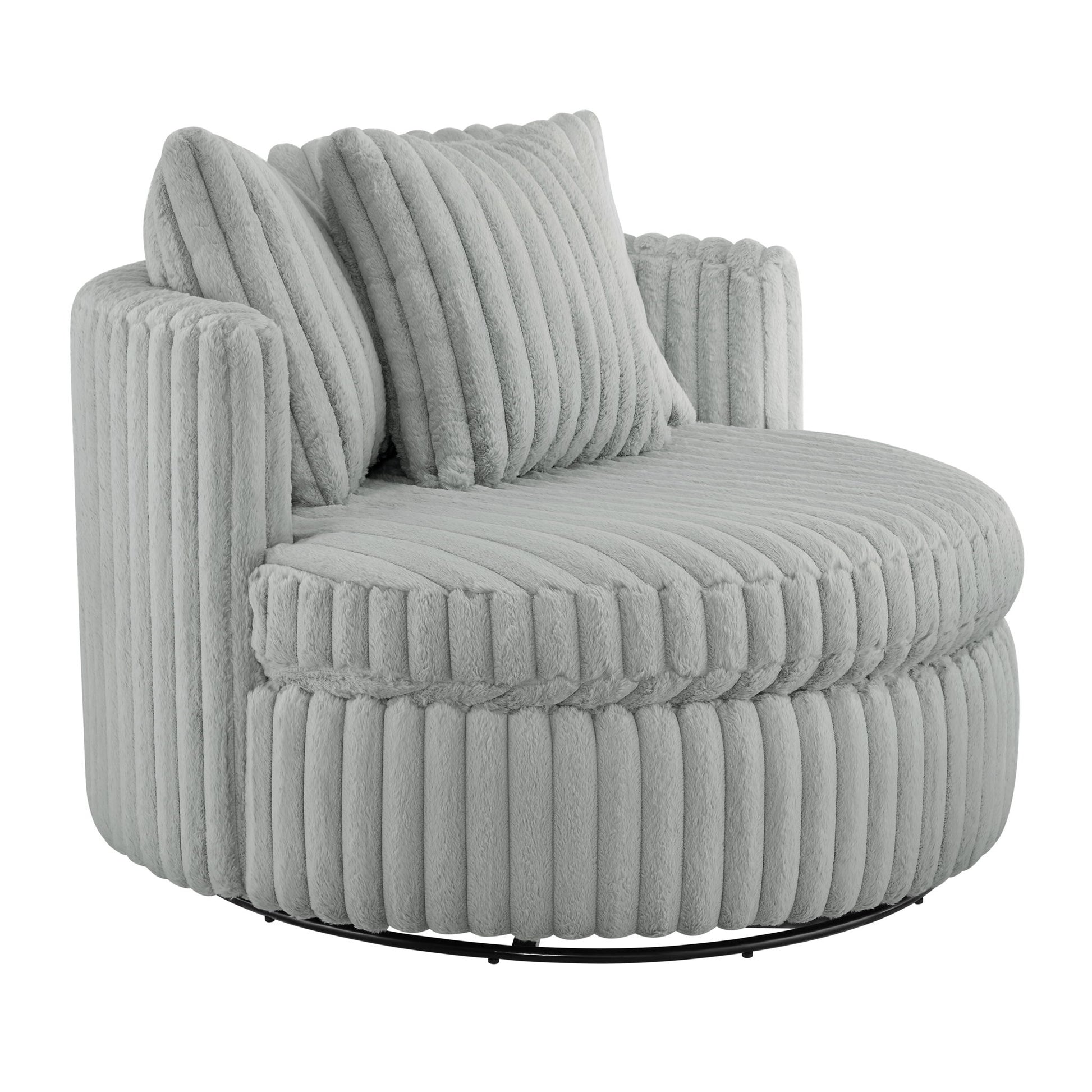 Mindy - Oversized Swivel Barrel Chair - Gray Ridgecrest Home